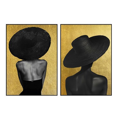 Cadre Home ESPRIT Noir Doré Chapeau 103 x 4