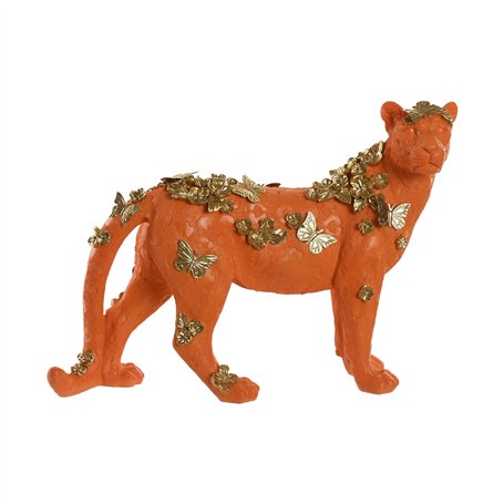 Figurine Décorative Home ESPRIT Orange Doré Léopard 60 x 21