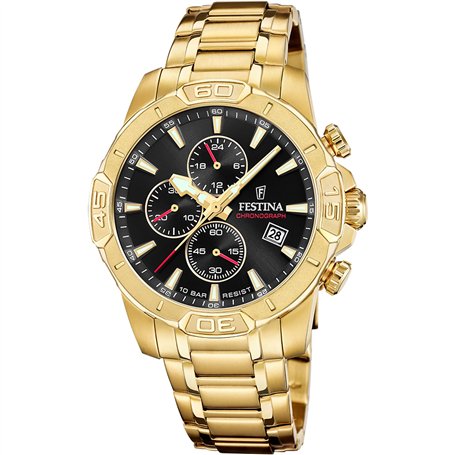 Festina Montre pour Homme F20705/4 Timeless Chronograph Boîtier en Acier Inoxydable Doré Bracelet en Acier Inoxydable Doré