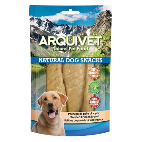 ARQUIVET Lot de 12 Snacks Poitrine de Poulet Cuite à la Vapeur 100 g - Natural Dog Snacks - 100% Naturel - friandises