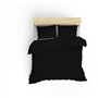 Parure de lit - 1 housse de couette 220 x 240 cm + 2 taies d'oreiller 60 x 60 cm - Satiné 100% coton - Noir