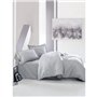 Parure de lit - 1 housse de couette 220 x 240 cm + 2 taies d'oreiller 60 x 60 cm - Satiné 100% coton - Gris