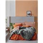 Parure de lit - 1 housse de couette 220 x 240 cm + 2 taies d'oreiller 60 x 60 cm - 100% coton ranforcé - Cannelle