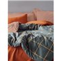 Parure de lit - 1 housse de couette 220 x 240 cm + 2 taies d'oreiller 60 x 60 cm - 100% coton ranforcé - Cannelle