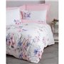 Parure de lit - 1 housse de couette 220 x 240 cm + 2 taies d'oreiller 60 x 60 cm - 100% coton ranforcé - Rose