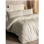 Parure de lit - 1 housse de couette 220 x 240 cm + 2 taies d'oreiller 60 x 60 cm - 100% coton ranforcé - Creme