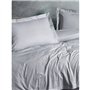 Parure de lit - 1 housse de couette 220 x 240 cm + 2 taies d'oreiller 60 x 60 cm - Satiné 100% coton - Gris