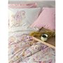 Parure de lit - 1 housse de couette 220 x 240 cm + 2 taies d'oreiller 60 x 60 cm - 100% coton ranforcé - Rose