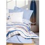 Parure de lit - 1 housse de couette 220 x 240 cm + 2 taies d'oreiller 60 x 60 cm - 100% coton ranforcé - Bleu