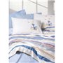 Parure de lit - 1 housse de couette 220 x 240 cm + 2 taies d'oreiller 60 x 60 cm - 100% coton ranforcé - Bleu