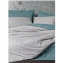 Parure de lit - 1 housse de couette 220 x 240 cm + 2 taies d'oreiller 60 x 60 cm - 100% coton ranforcé - Menthe
