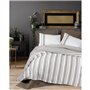 Parure de lit - 1 housse de couette 220 x 240 cm + 2 taies d'oreiller 60 x 60 cm - 100% coton ranforcé - Brun