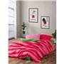 Parure de lit - 1 housse de couette 220 x 240 cm + 2 taies d'oreiller 60 x 60 cm - 100% coton ranforcé - Rose