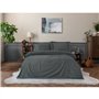 Parure de lit - 1 housse de couette 220 x 240 cm + 2 taies d'oreiller 60 x 60 cm - Satiné 100% coton - Anthracite