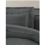 Parure de lit - 1 housse de couette 220 x 240 cm + 2 taies d'oreiller 60 x 60 cm - Satiné 100% coton - Anthracite