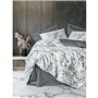 Parure de lit - 1 housse de couette 220 x 240 cm + 2 taies d'oreiller 60 x 60 cm - Satiné 100% coton - Gris