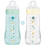Lot de 2 Biberons - MAM BABY - Easy Active - +6 mois - 330 ml - Tétine débit X - Ice + Pearl