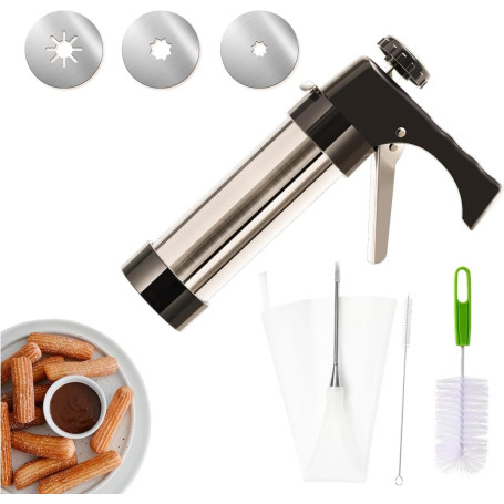 MUSLONG Churrera avec 3 buses de formes différentes, churrens pour churros, poche à douille avec buses pour diverses décorations