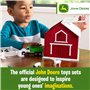 John Deere Jouet Britains 24 pièces avec Animaux de la Ferme, véhicules et Grange Rouge (échelle 1:64) - Grange avec poignée int
