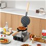 VEVOR Gaufrier Commercial 1400 W, Appareil à Gaufre à Bulles, en Acier Inoxydable, Antiadhésif, Rotatif à 180 °, avec Contrôle d