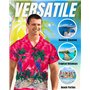 Chemise hawaienne homme à manches courtes avec boutons - Chemise homme tropicales pour hommes avec perroquets et palmiers - Chem
