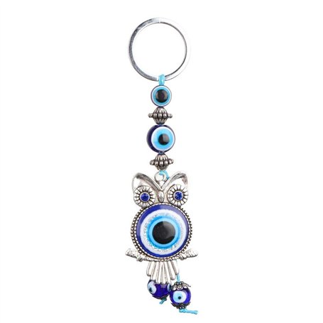 Oeil du Mal Bleu Hibou Porte-clés Porte-clés Tenture Murale Ornement Turc amulette en Verre Charme Pendentif bénédiction Crafts