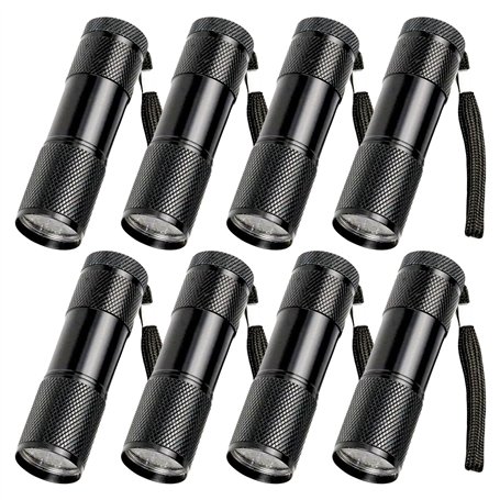MEGYAD Lot de 8 lampes de poche UV : lampe de poche à lumière noire avec 9 LED