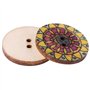 Bouton en Bois Peinture de Fleurs, 100 Pièces 25mm Boutons en Bois Vintage à Motifs Mixtes avec 2 Trous pour Bricolage Couture A