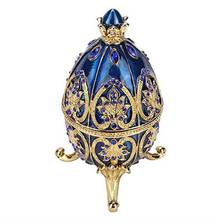 Hztyyier Oeuf de Pâques émaillé avec Organisateur de Bijoux en Forme d'oeuf de Style Vintage pour de décoration de boîte de Bijo