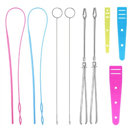 Neikafan 11 Pièces Outil Enfileur d'élastique Métal Enfile Cordon Flexible Boucle Couture d'enfileur Cordon plastique pour Brode