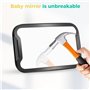Oderra Miroir Voiture Bébé, Incassable Voiture Bébé Retroviseur, Miroir Bébé Qui Ne Tombe Pas, Miroir Bébé 360° Rotation Réglabl