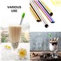 morneve Pailles de Boba en Inox réutilisables fer métalliques Embouts coudés Smoothies perle de tapioca Thé au lait Milkshake Pa