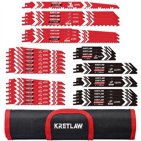 KRETLAW Lot de 36 lames de scie sabre avec sac de rangement