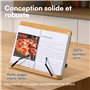 H&S Porte Livre de Recettes Bambou - Support Pliable et Portable pour la Cuisine - Lutrin de Lecture Ajustable - Pupitre pour Gr