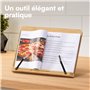 H&S Porte Livre de Recettes Bambou - Support Pliable et Portable pour la Cuisine - Lutrin de Lecture Ajustable - Pupitre pour Gr