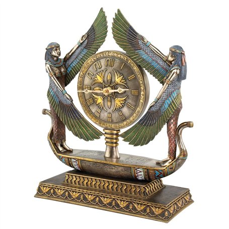 Design Toscano WU71647 Horloge sculptée néo-égyptienne Les Ailes d’Isis Multicolore 12
