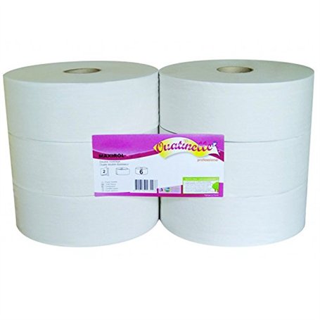 Papier toilette blanc MAXIROL 2x16g/m² - Carton de 6 rouleaux - 2 plis - 320m - I332LMR- Certifié France Medical Industrie