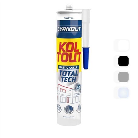 Colle de fixation et d'étanchéité - CYANOLIT - Total tech - Cristal - Cartouche 290 ml - Transparent - Multi-matériaux et flexib