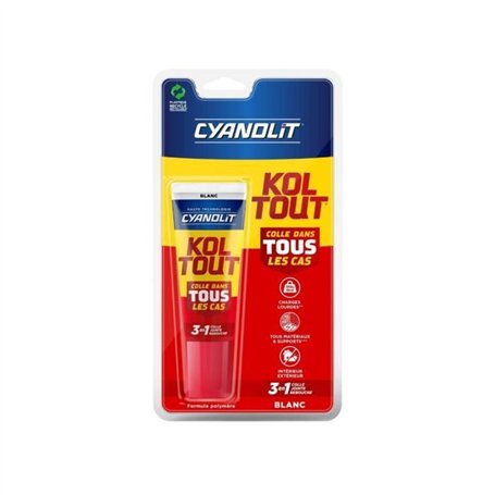 Colle de fixation et d'étanchéité - CYANOLIT - Blanc - Blister 50ml - Pratique pour petites réparations - Polyvalente et résista