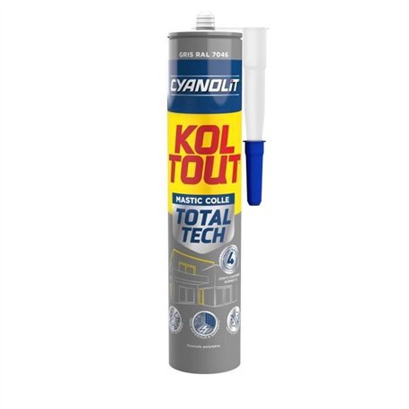 Colle de fixation et d'étanchéité - CYANOLIT - Total tech - Gris - Cartouche 290 ml - Multi-matériaux - Résistant et flexible