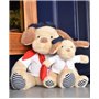 DOUDOU ET COMPAGNIE - Peluche Chien Marinière Tour Eiffel - 28 Cm - Collection Amour de Paris - Doudou Peluche à Câliner Avec Bé