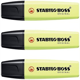 STABILO Lot de 3 Surligneurs BOSS ORIGINAL Pastel zeste de citron vert