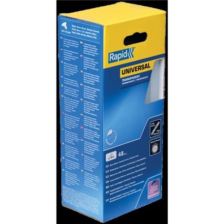 Colle - RAPID - 12mm x 48 sticks - Transparent - Fort débit - Temps de prise 15 sec