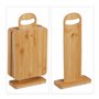 Relaxdays Planches à découper avec Support, Lot de 6, Petites planchettes en Bambou, 22 x 16 cm, Nature