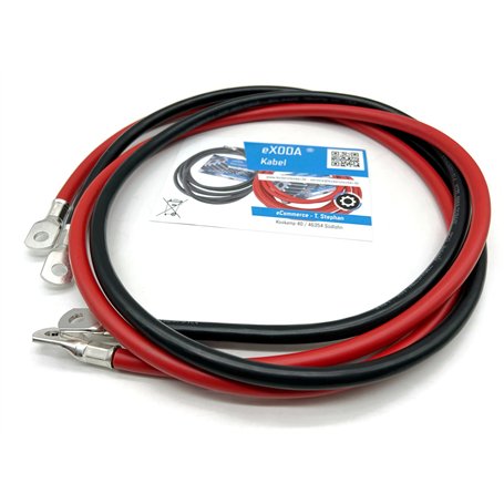 eXODA Câble de batterie 150cm câble d'alimentation en cuivre 35 mm² avec cosses à œillets M8