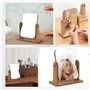Miroir Sur Pied de Maquillage, Petit Miroir, Rotatif à 360 degrés Miroir de Bureau en Bois Transparent Haut avec Support Miroir