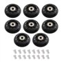 Lot de 8 roues de roller en polyuréthane de 70 mm de dureté 82 A - Noir - Avec roulements ABEC-7