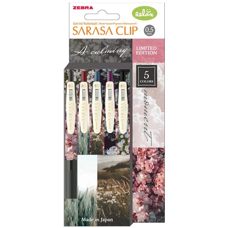 Zebra Sarasa Clip 0.5 Lot de stylos à encre gel – A Calming Moment Édition limitée (5 couleurs)