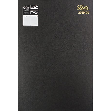 Letts Agenda scolaire standard A4 19–20 jour/page avec rendez-vous 13 mois – Noir