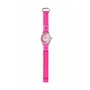 Tikkers pour Fille Montre à Quartz avec Cadran Blanc Affichage analogique et Rose foncé en Tissu et Toile Sangle Tk0119